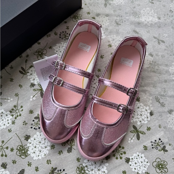 Onitsuka Tiger by Asics Shoes - Onitsuka Tiger Double-Buckle Metallic Pink Mary Jane Ballet Flats